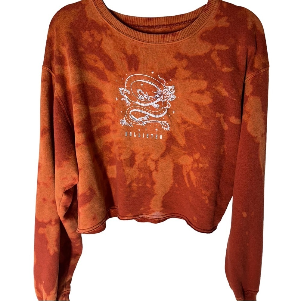 Hollister dragon bleached crop sweater sz L 628